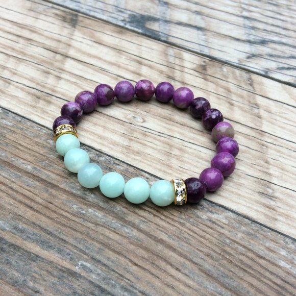 Amazonite bracelet featuring Sugilite, crystal healing - Picture 2 of 9